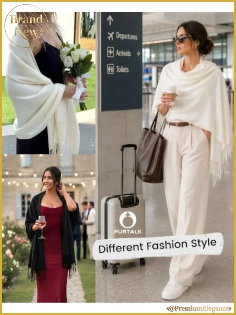 Womens Soft Shawl Wrap Scarf Oversized Pashmina for Wedding Travel